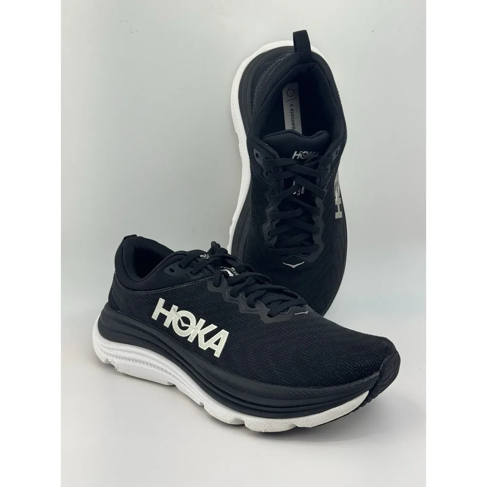 Hoka One One Sneakers Womens 9 D Wide Gaviota 5 1134270 BWHT Black Running Shoes